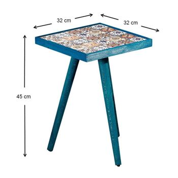 Table basse MELISSA céramique bleue 32x32x45cm 4