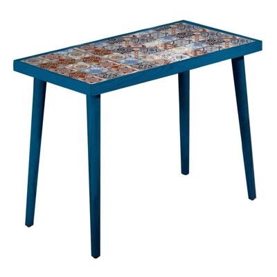 Table basse MELISSA céramique bleue 62x32x45cm