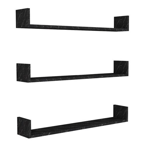 Wall Shelves Set CARRA 3 pieces Black Marble Effect