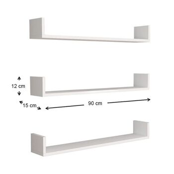 Ensemble d'étagères murales CARRA 3 pièces Blanc 3