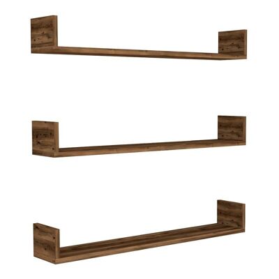 Wall Shelves Set CARRA 3 pieces Walnut