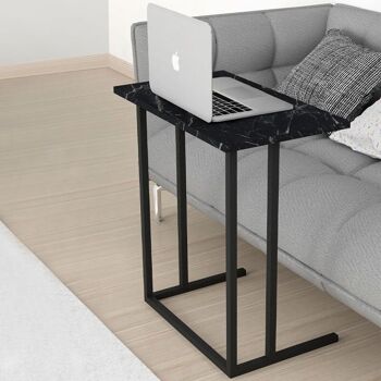 Table d'ordinateur portable SPRINT effet marbre noir 60x35,5x65,5cm 2
