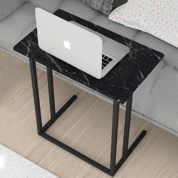 Table d'ordinateur portable SPRINT effet marbre noir 60x35,5x65,5cm 3