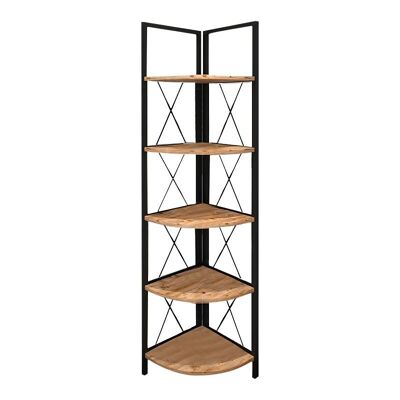 Corner bookcase SAMUEL Black - Pine Oak 33x33x162cm