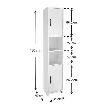 Meuble Cuisine/Salle de Bain TELLAS Blanc 35x30x180cm 4