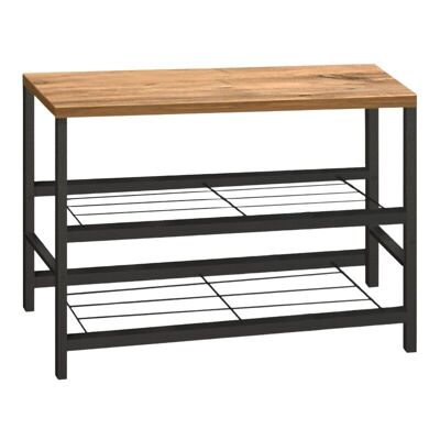 Shoe Rack BIANCA 6 pairs Black - Pine Oak 65x30x45cm