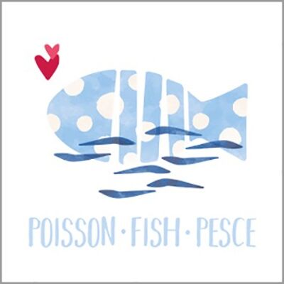 Poisson Fish Pesce blanco 33x33 cm