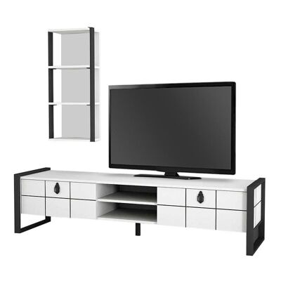 Mueble TV BONO melamina Blanco - Negro