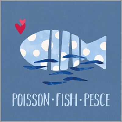 Poisson Fish Pesce azul 33x33 cm