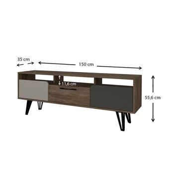 Meuble TV MATHILDA Noyer 150x35x55,6cm 5