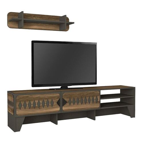 TV Stand HORATIUS Walnut - Anthracite 183,6x34,8x46cm