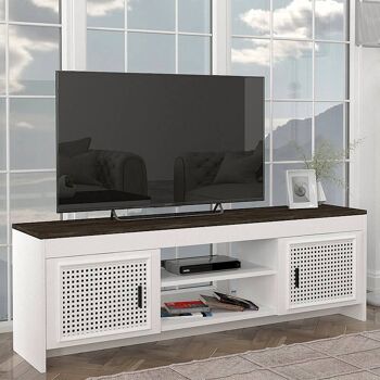 Meuble TV OMNIA Blanc - Noir 150x35x49cm 2