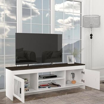 Meuble TV OMNIA Blanc - Noir 150x35x49cm 3