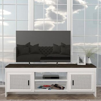 Meuble TV OMNIA Blanc - Noir 150x35x49cm 4