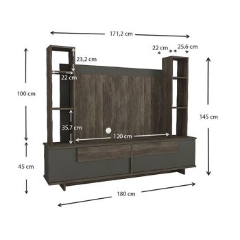 Meuble TV WILHELM Noyer Foncé - Anthracite 6