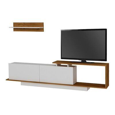 Mueble TV CAMBRIDGE Blanco - Nogal