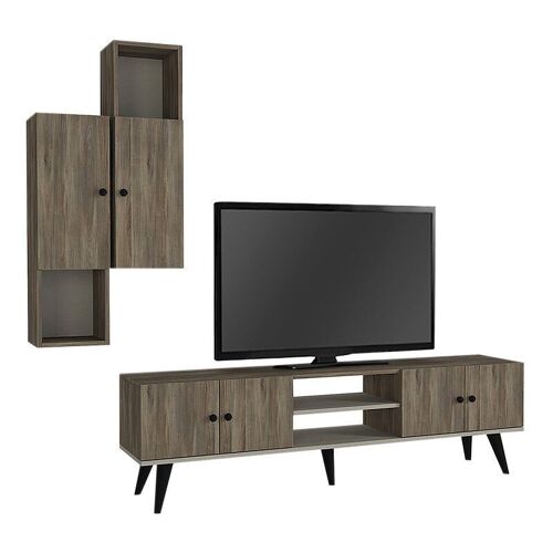 TV Stand LANDAU Dark Walnut 180x37x52cm