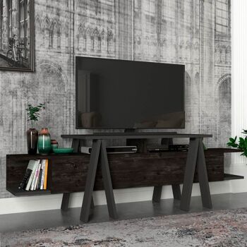 Meuble TV HUBERT Noir - Anthracite 160x45x50cm 2
