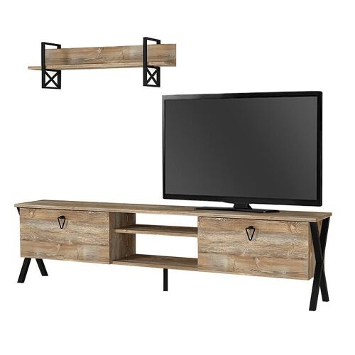 TV Stand LOUISIANA Vintage - Black 180x32x47cm