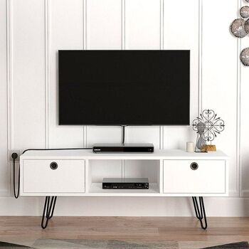 Meuble TV DOT Blanc 120x29,5x43cm 4