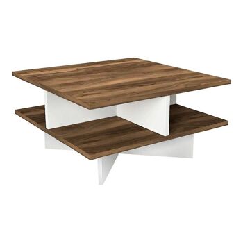 Table Basse RAMSES Blanc - Noyer 60x60x32,6cm 1