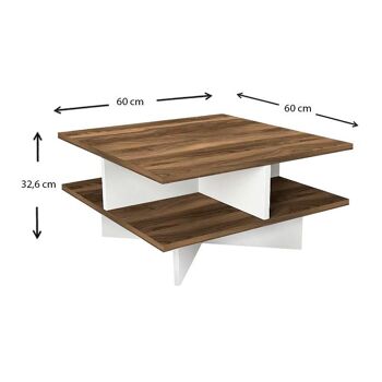 Table Basse RAMSES Blanc - Noyer 60x60x32,6cm 4