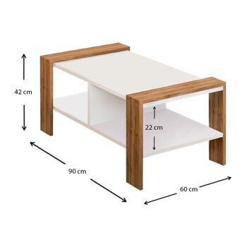 Table Basse CAMBIO Blanc - Noyer 90x60x42cm 3