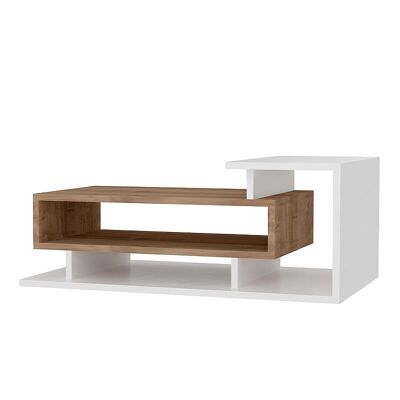 Table Basse PEPA Blanc - Noyer 90x50x35cm