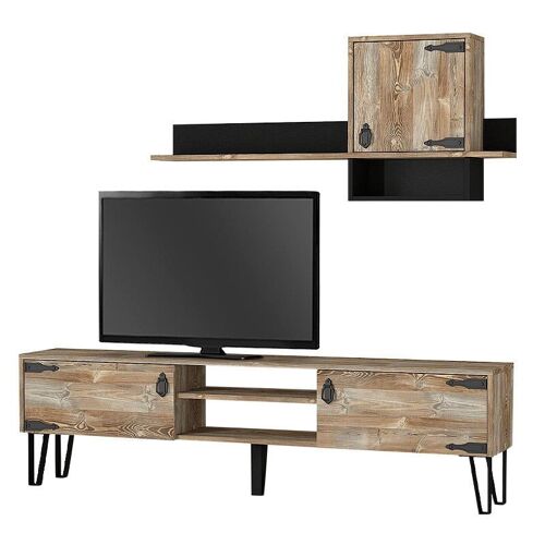 TV Furniture Set SEVILLIA Vintage - Black 180x29,5x49cm