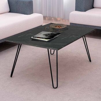 Table basse LARISSA effet marbre noir 90x60x46,8cm 2