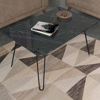 Table basse LARISSA effet marbre noir 90x60x46,8cm 4