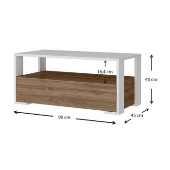 Table Basse LAUSANNE Blanc - Noyer 90x45x40cm 4