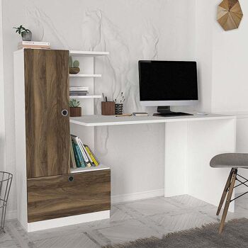 Ensemble de bureau OTHELO Blanc - Noyer 149,5x60x120cm 2