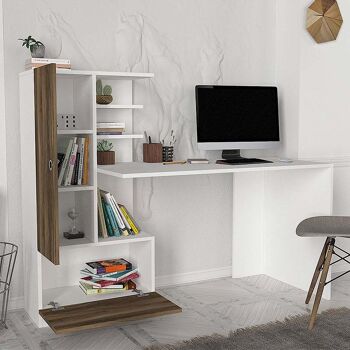 Ensemble de bureau OTHELO Blanc - Noyer 149,5x60x120cm 3