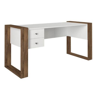 Office Desk DOLORES White - Walnut 158,8x60x72,2cm