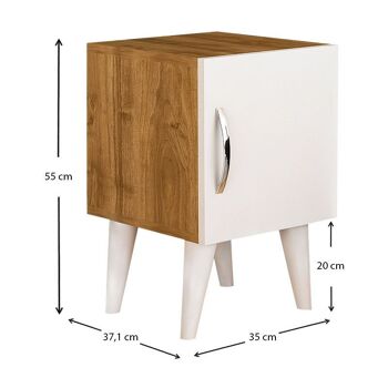 Table de Chevet SAN MARINO Blanc - Noyer 35x37x55cm 4