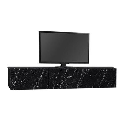 Wall TV Stand CLAUDIA with LED Black Marble Effect 180x295x295cm