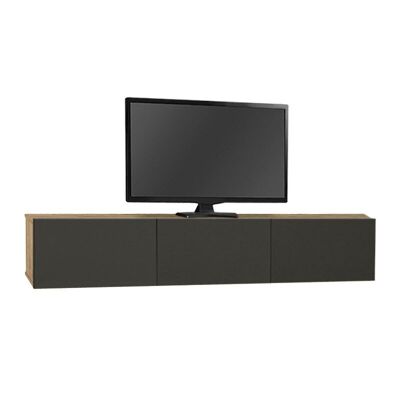Mueble TV de Pared CLAUDIA con LED Roble - Antracita 180x295x295cm