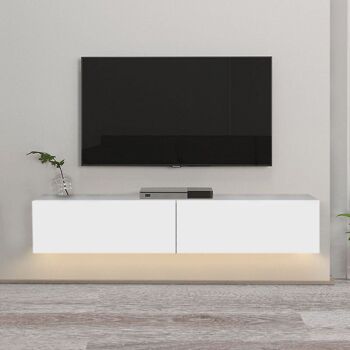 Meuble TV mural STEFANO avec LED Blanc 135x316x25cm 4