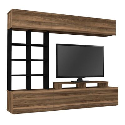 Mueble TV CESAR Nogal - Negro 180x36.6x146cm