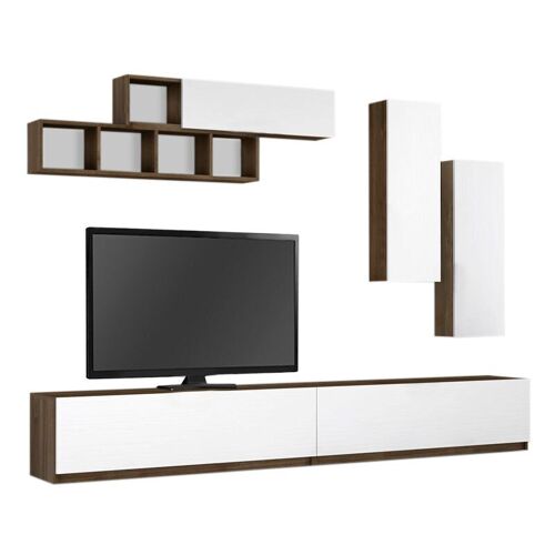 TV Furniture Set DWAINE White - Walnut 280x35x40cm