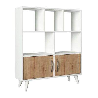 Bookcase TERY White - Oak 90x22x105cm