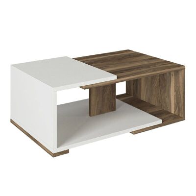 Table Basse ELKE Blanc - Noyer 81,8x50x35cm