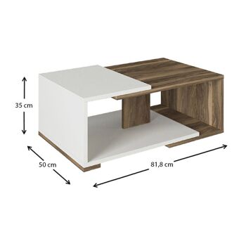 Table Basse ELKE Blanc - Noyer 81,8x50x35cm 4