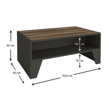 Table basse SHAMU Anthracite - Noyer 93,6x60x40cm 5