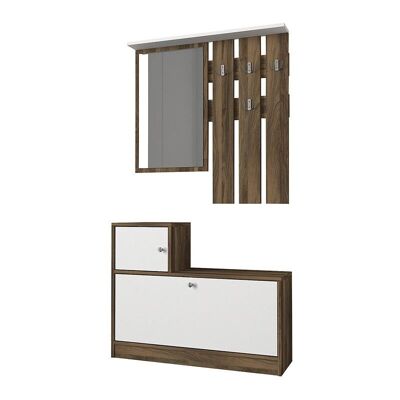 Entryway Furniture GERALD Walnut - White 91,8x27x70cm