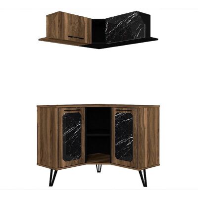 Kitchen Furniture corner HELGA Walnut - Black Marble Effect 92,5x35x83,6cm