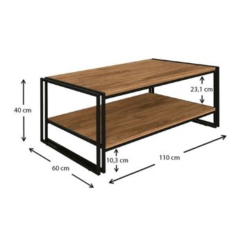 Table basse ANDRA Noyer 110x60x40cm 5