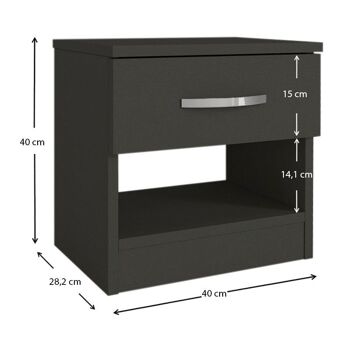 Table de nuit SALOMEA Anthracite 40x28,2x40cm 5