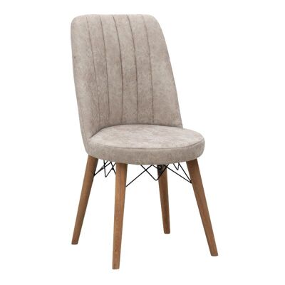 Dining Chair RALU Beige - Walnut legs 46x44x91cm